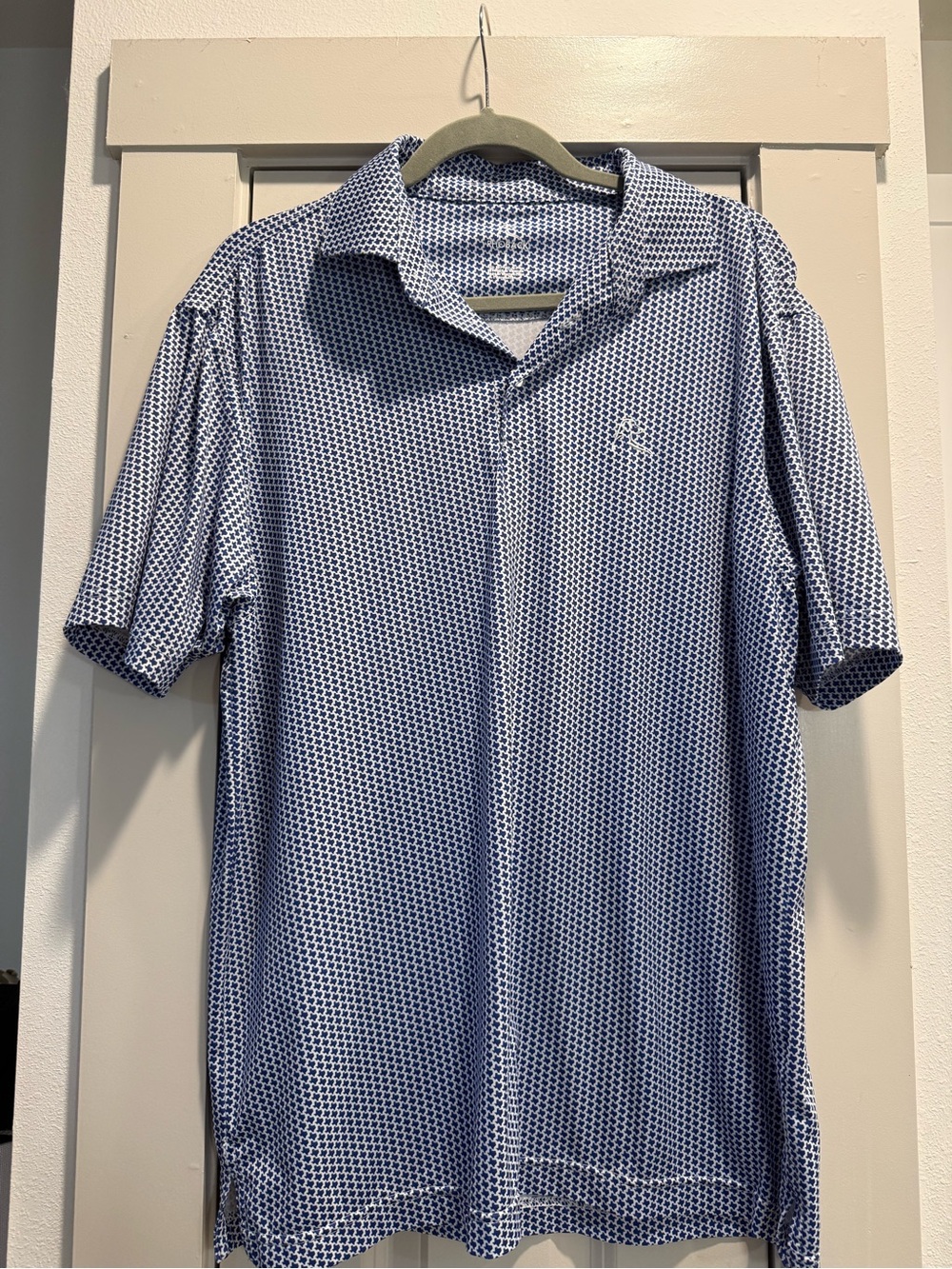 Men's Blue Patterned Short-Sleeve Polo Shirt (RHOBACK)